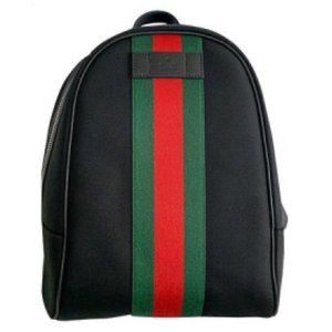 NEW Gucci Black Web Stripe Canvas Backpack Rucksack Bag